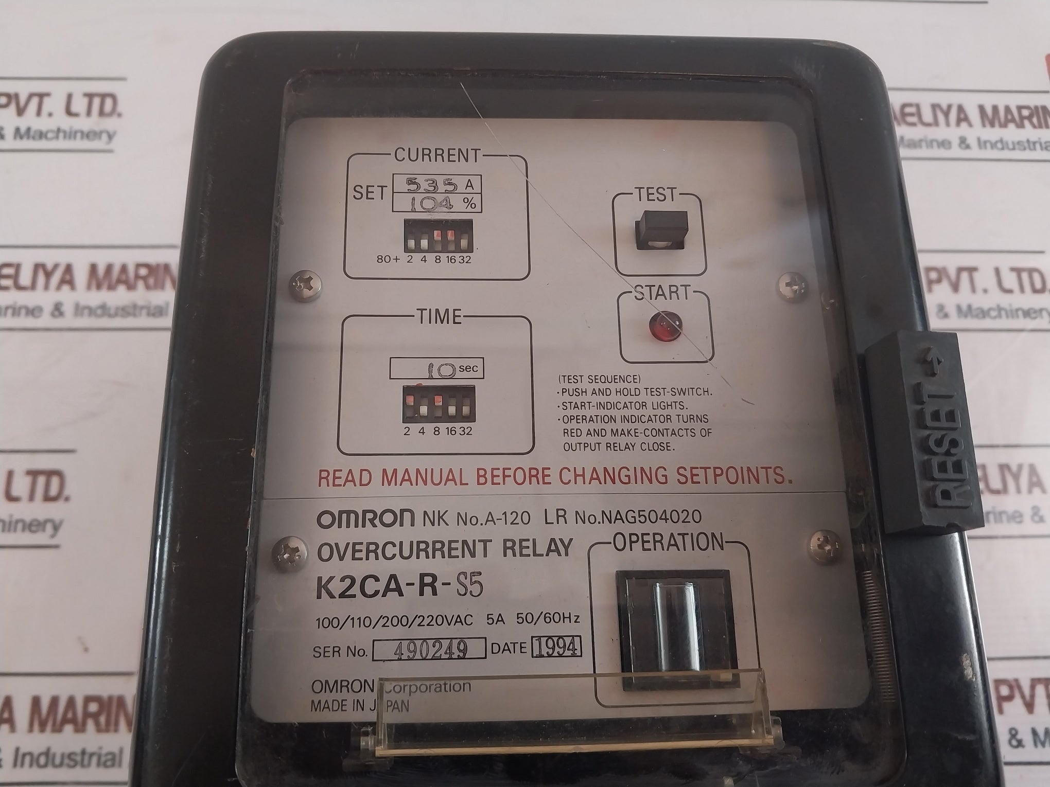 Omron K2Ca-r-s5 Overcurrent Relay 10 Sec , 50/60Hz