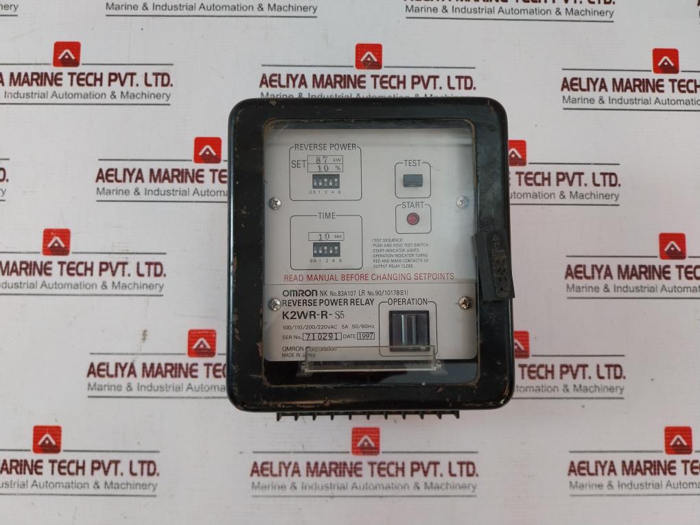Omron K2Wr-r-s5 Reverse Power Relay 100/110/200/220Vac 5A 50/60Hz Used