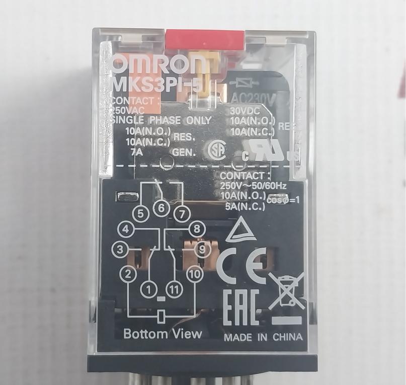 Omron Mks3Pi-5 General Purpose Relays Basic Std W/Lock Button 250Vac