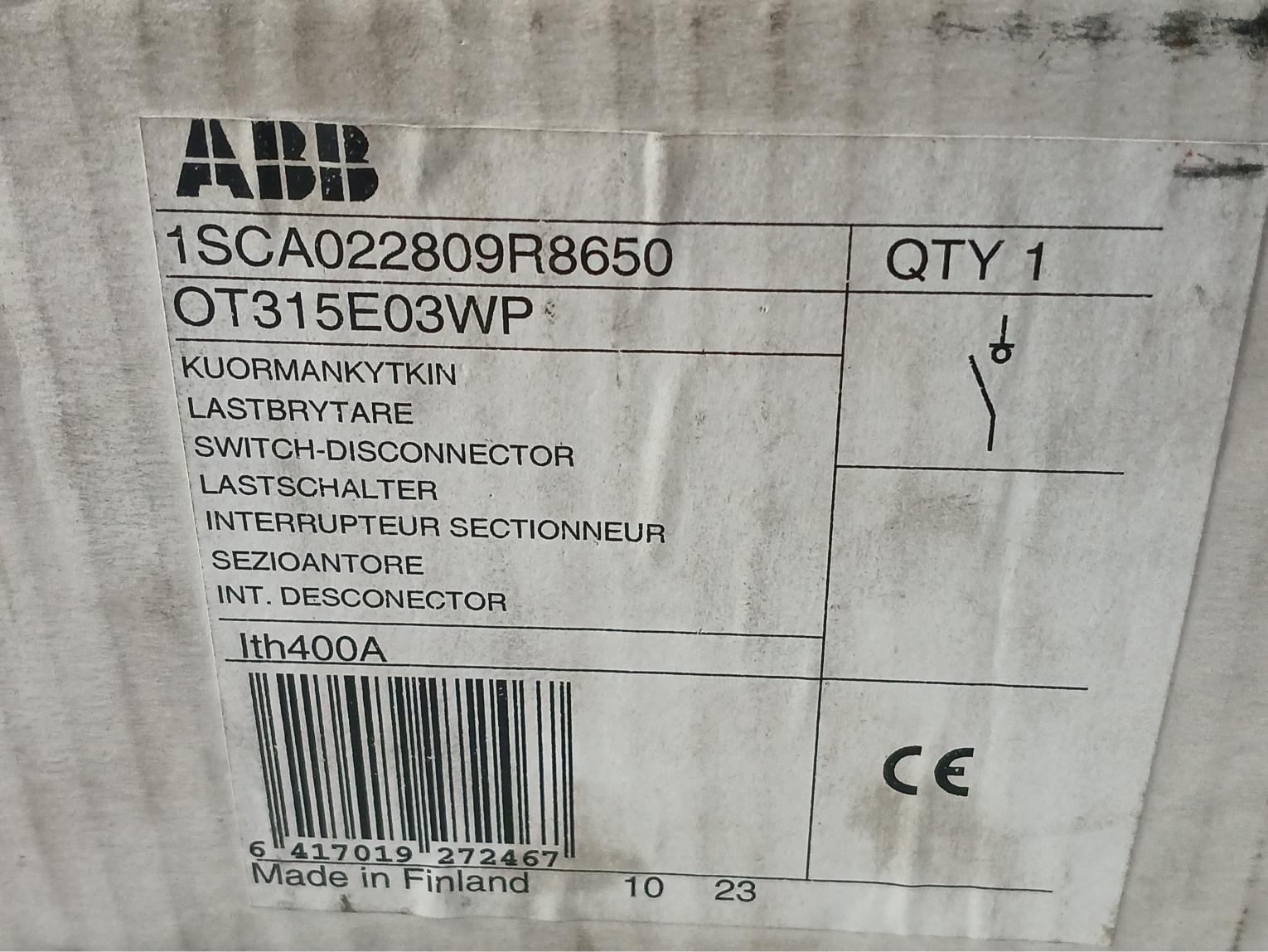 Ot315E03Wp Abb 690V 50-60Hz Base Mounted Switch-disconnector