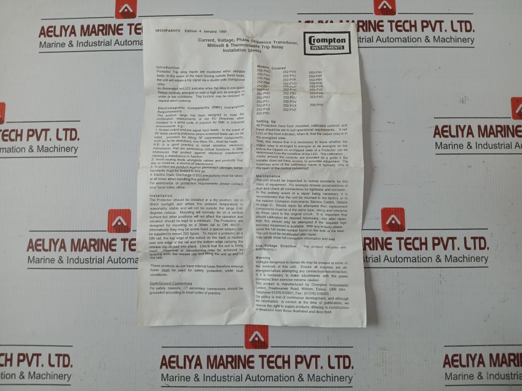 Overcurrent Relay 5A Crompton 252-paou-lsbx-c6-dg-d1-ea