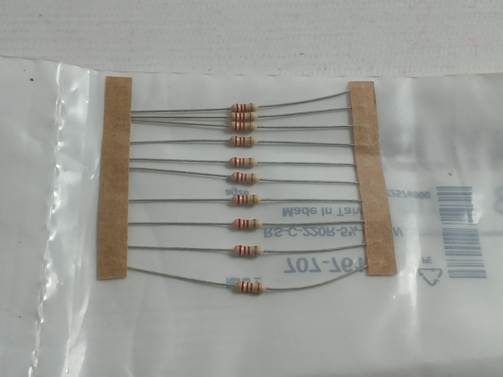 Pack of 5X RS 707-7612 Carbon Film Resistor 220OHM 0.25W