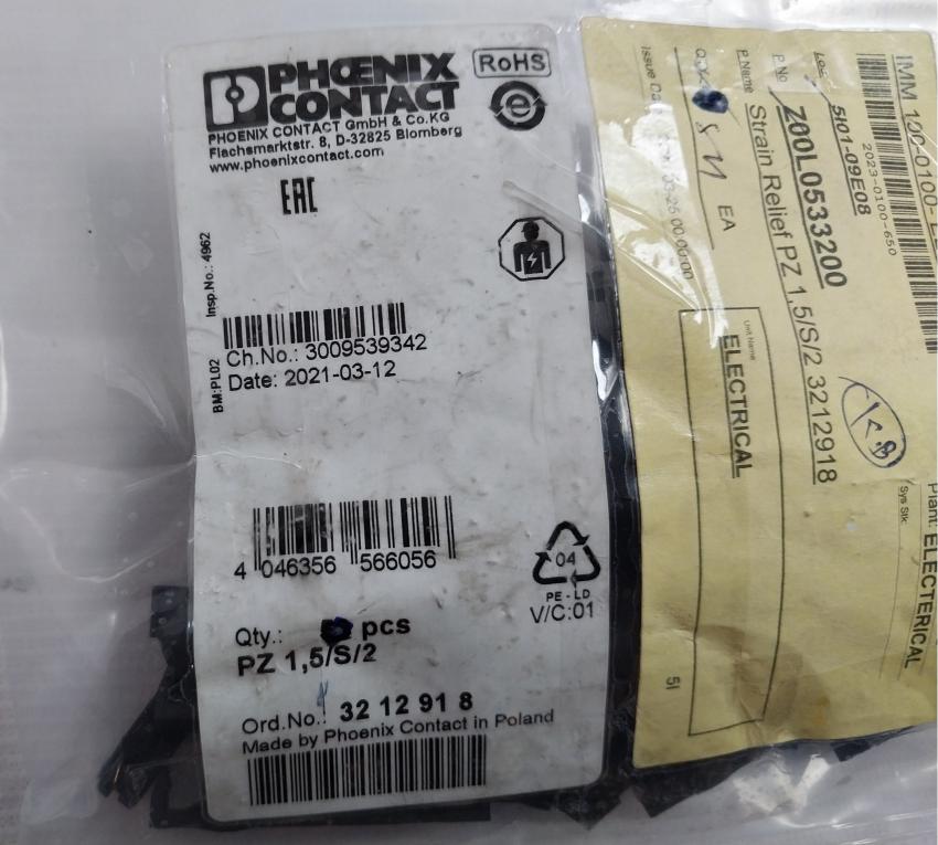 Pack of 5X PHOENIX CONTACT PZ 1,5/S/2 Strain Relief Z00L0533200 PL02