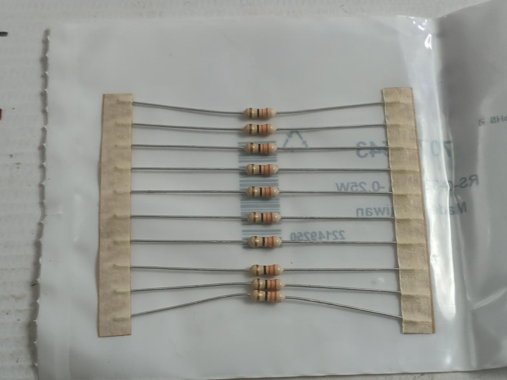 Pack Of 5X Rs-c-33R-5%-0.25W Film Resistor Brand Rs Pro