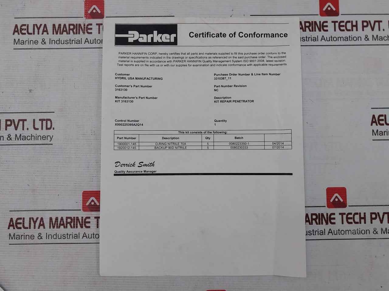 Parker 3163130 Repair Penetrator Kit 45 Pin O-ring Nitrile 70A 1900001-145