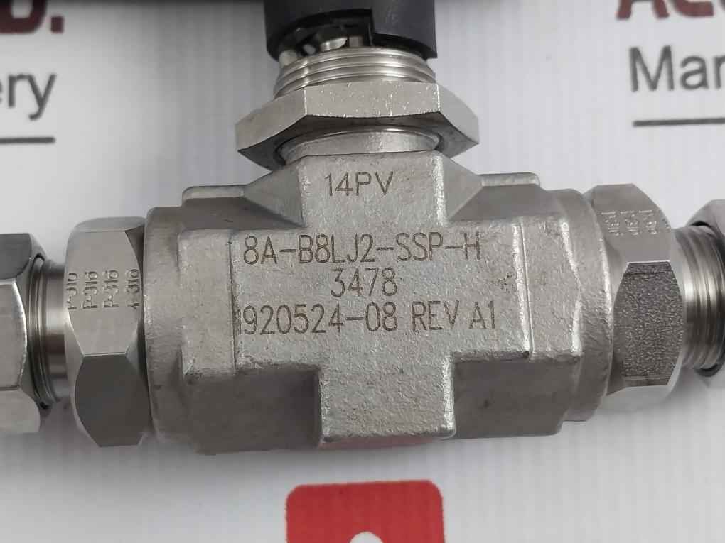 Parker 8A-b8Lj2-ssp-h-3478 2-way Manual Ball Valve B Series 1/2 In. Rev.A1