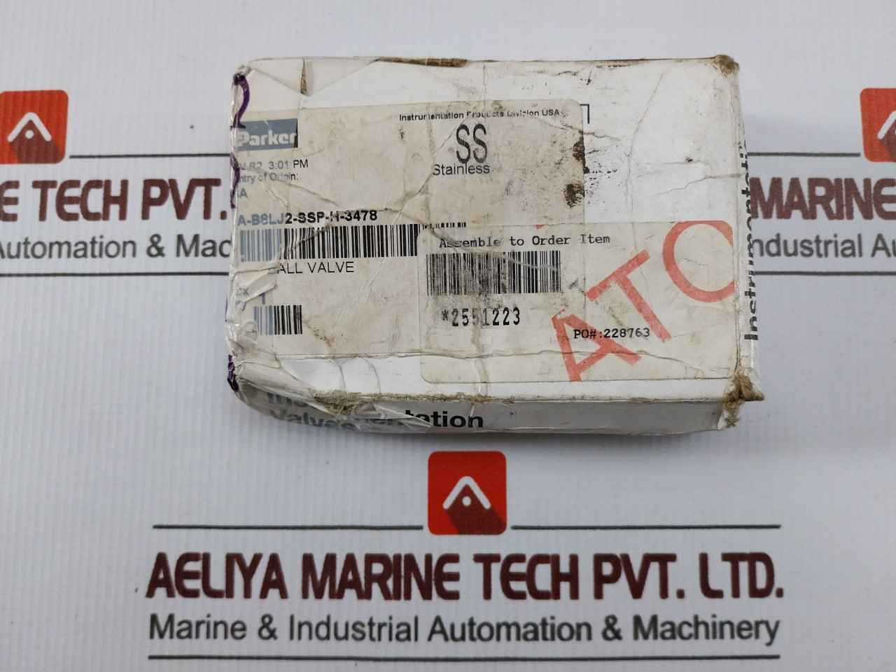 Parker 8A-b8Lj2-ssp-h-3478 B-series Two Way Stainless Steel Ball Valve Ini-208
