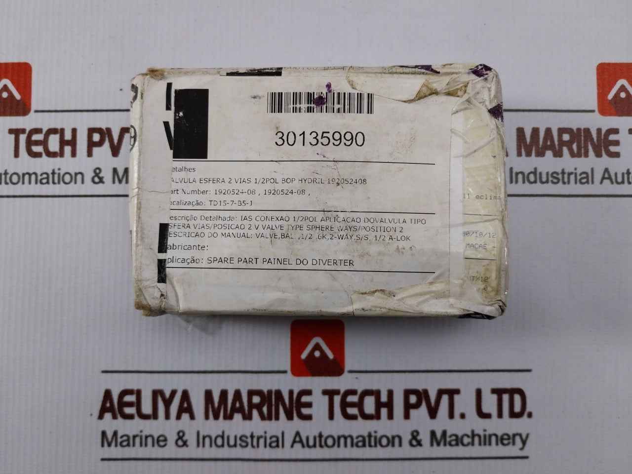Parker 8A-b8Lj2-ssp-h-3478 B-series Two Way Stainless Steel Ball Valve Rev: A1