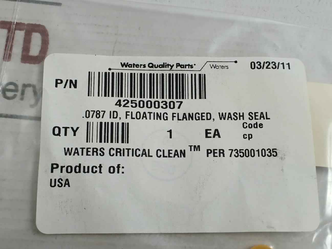 Part No: 425000307 Waters .0787 Id Floating Flanged Wash Seal