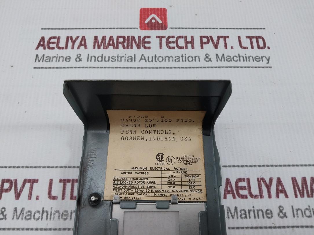 Penn Controls P70Ab-2 Pressure Control Switch 20–100Psig