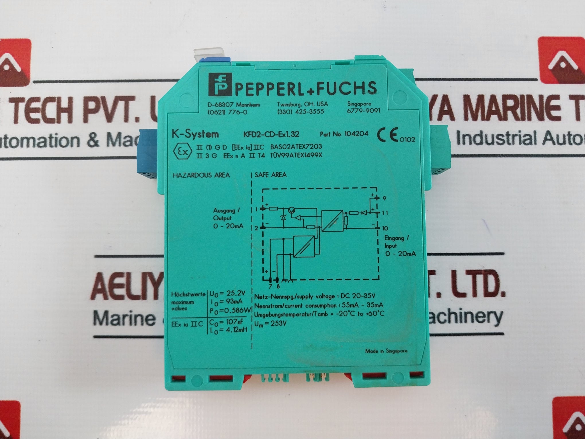 Pepperl+Fuchs Kfd2-cd-ex1.32 Signal Isolator Safety Barrier Dc 20-35V 104204