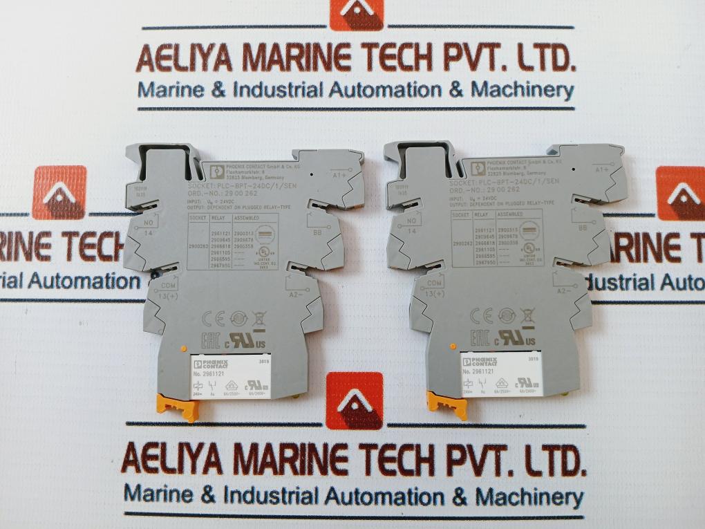 Lot of 5X Phoenix Contact 2961121 Relay with Socket PLC-BPT-24DC/1/SEN