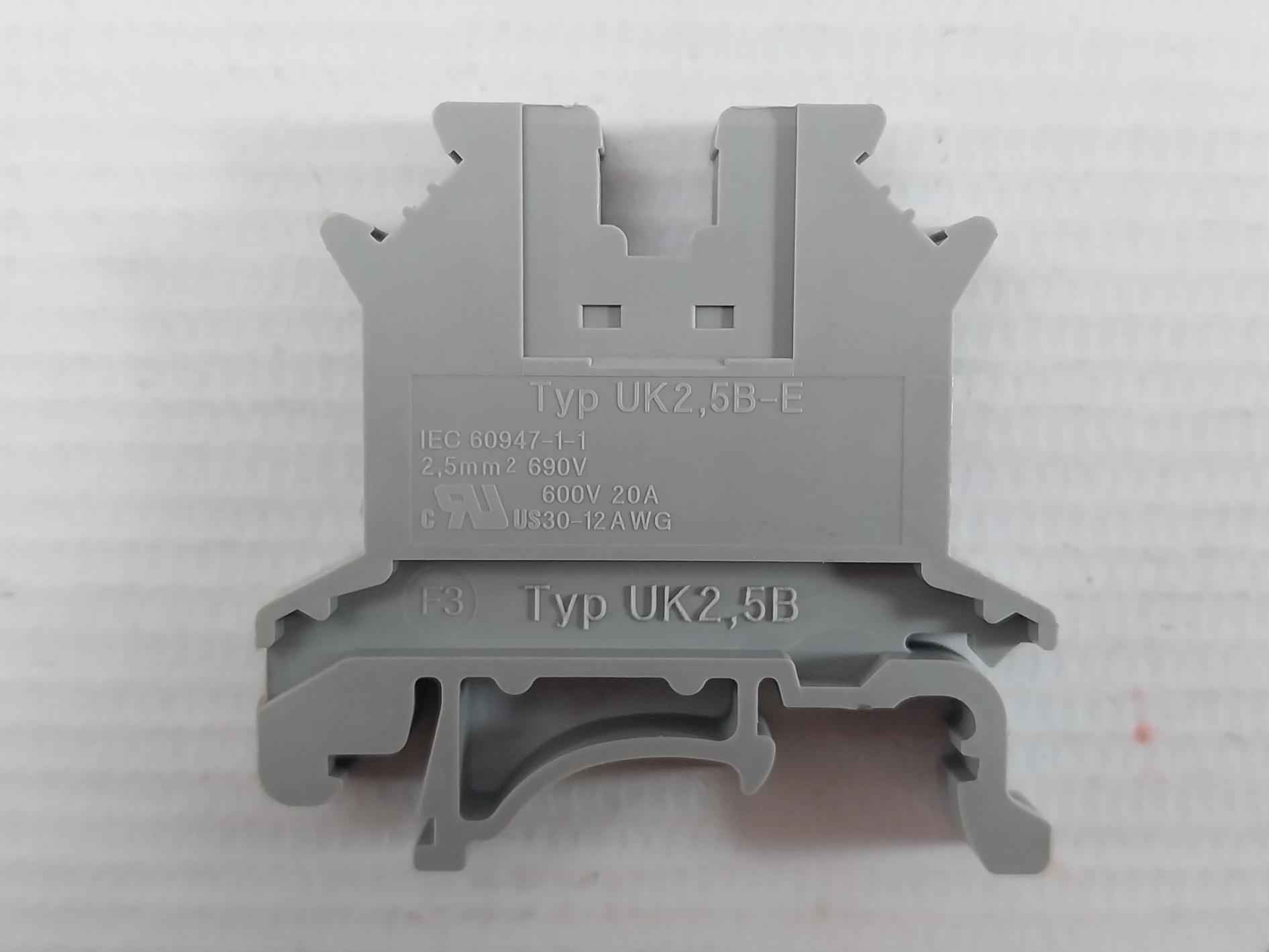 Phoenix Contact 600V Din Rail Terminal Block 20A Part No. Uk 2,5 B-e (1 Box=50Pcs)