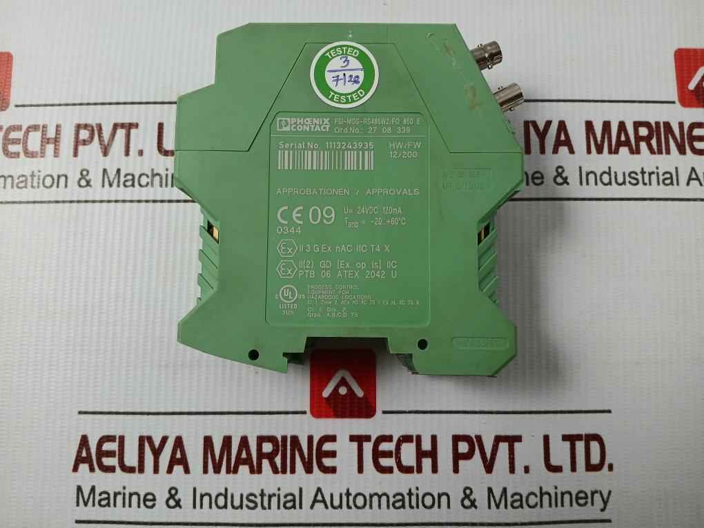 Phoenix Contact Fo Converter 24Vdc 120Ma Part No Psi-mos-rs485W2/Fo 850 E