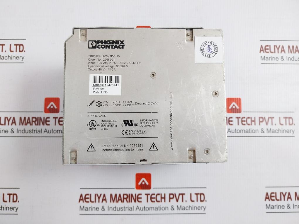 Phoenix Contact Switch Mode Power Supply 100-240V Trio-ps/1Ac/48Dc/10