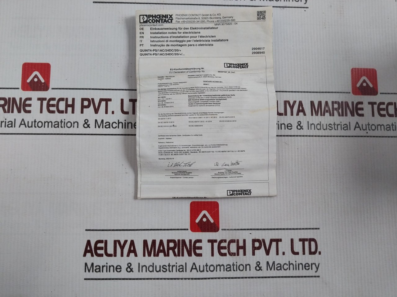 Phoenix Contact 2866776 Power Supply Ac 100-240V 50-60Hz 6.0-2.6A 50151665-001