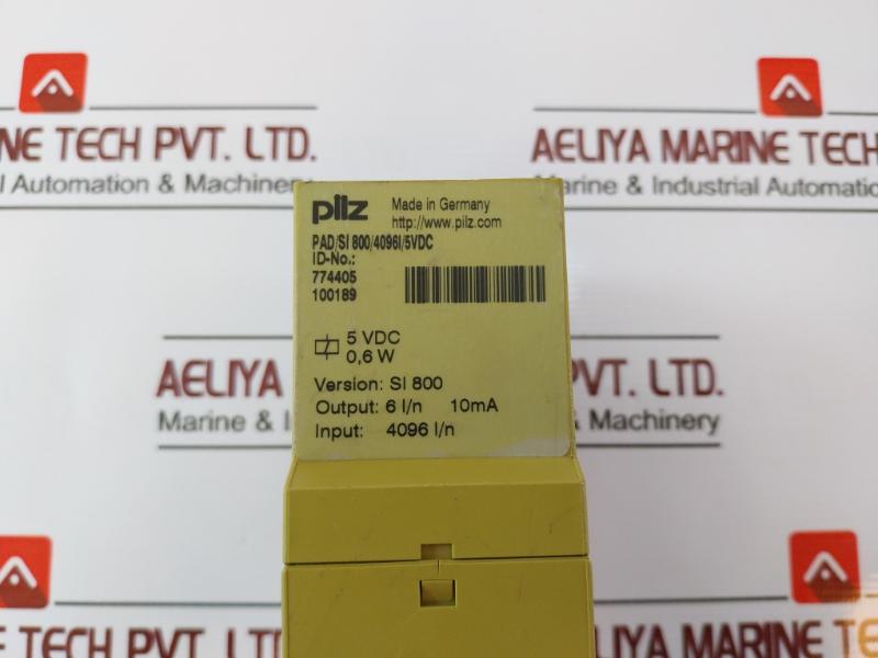 Pilz Pad/Si 800/4096I/5Vdc Safe Monitoring Relay Id No. 774405, Si 800, 5 Vdc