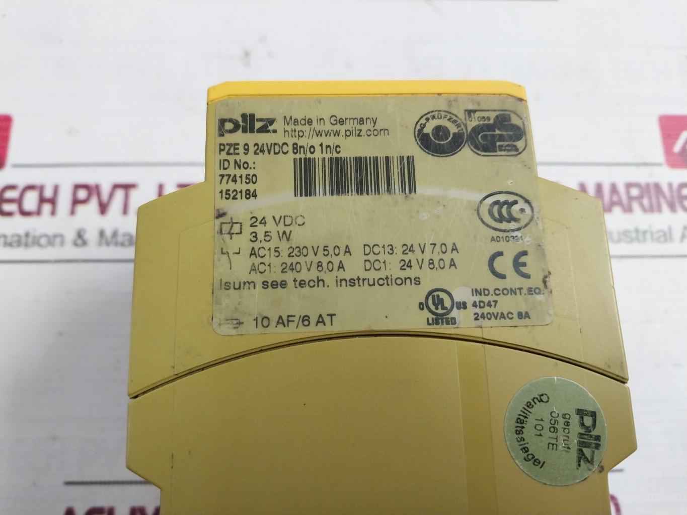 Pilz Pze 9 24Vdc 8N/O 1N/C Safety Relay A010321