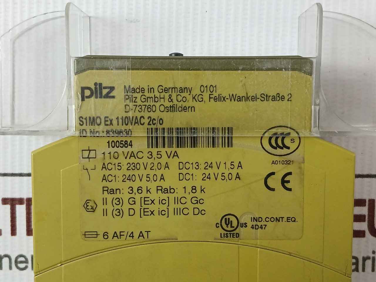 Pilz S1Mo Ex 110Vac 2C/O Monitoring Relay 110 Vac 3.5 Va