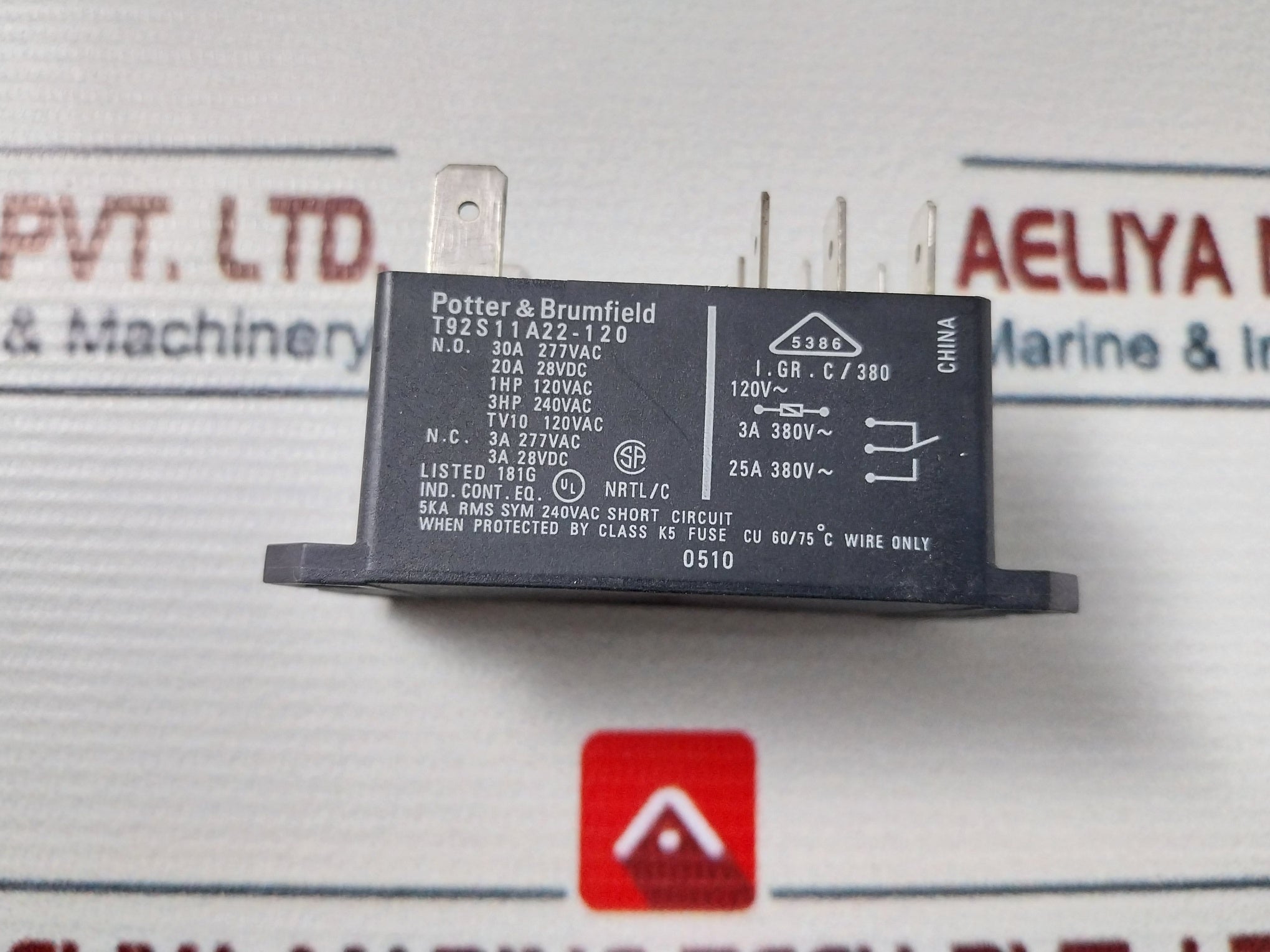 Potter & Brumfield T92S11A22-120 Power Relay 30A 277Vac 2-pole