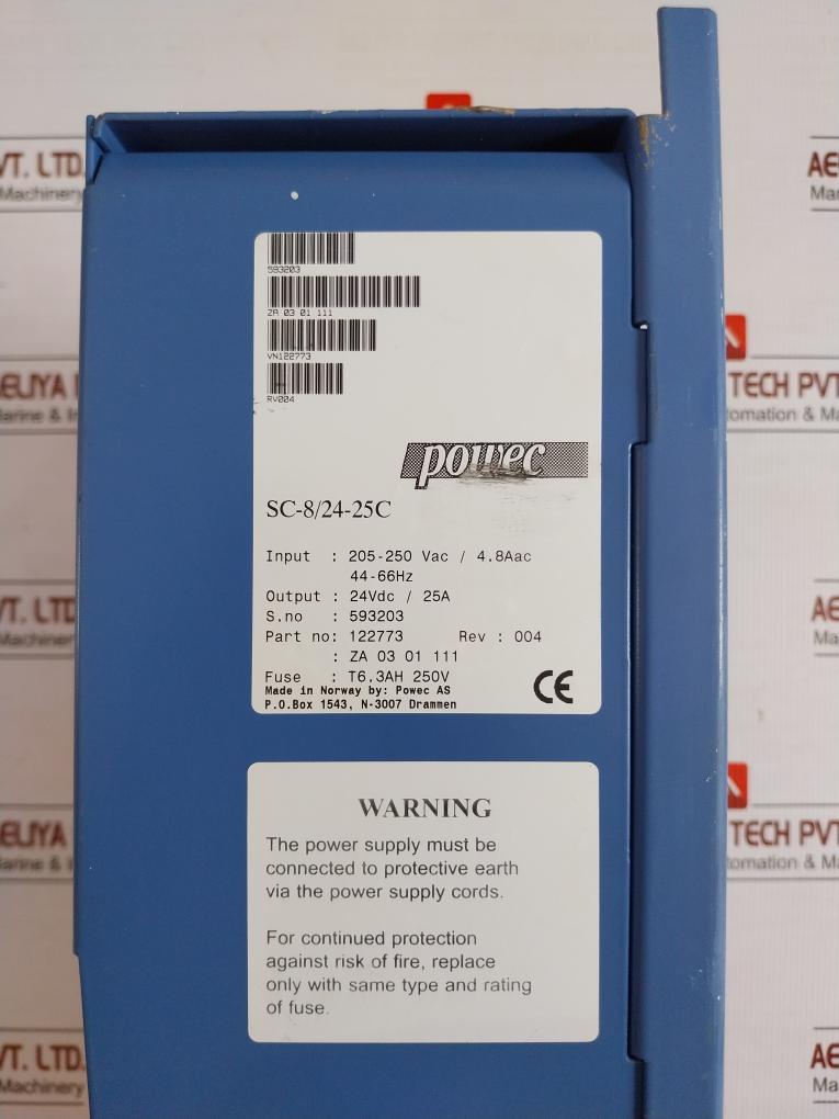 Powec Switch Mode Power Supply Module 205-250Vac 44-66Hz Part No Sc-8/24-25C