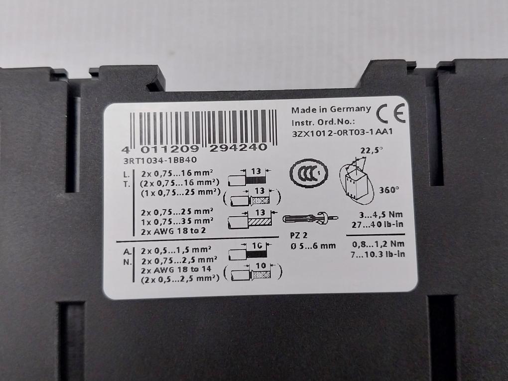 Power-Contactor-24Vdc-32A-50-60Hz-Siemens-3Rt1034-1Bb40-209682-8