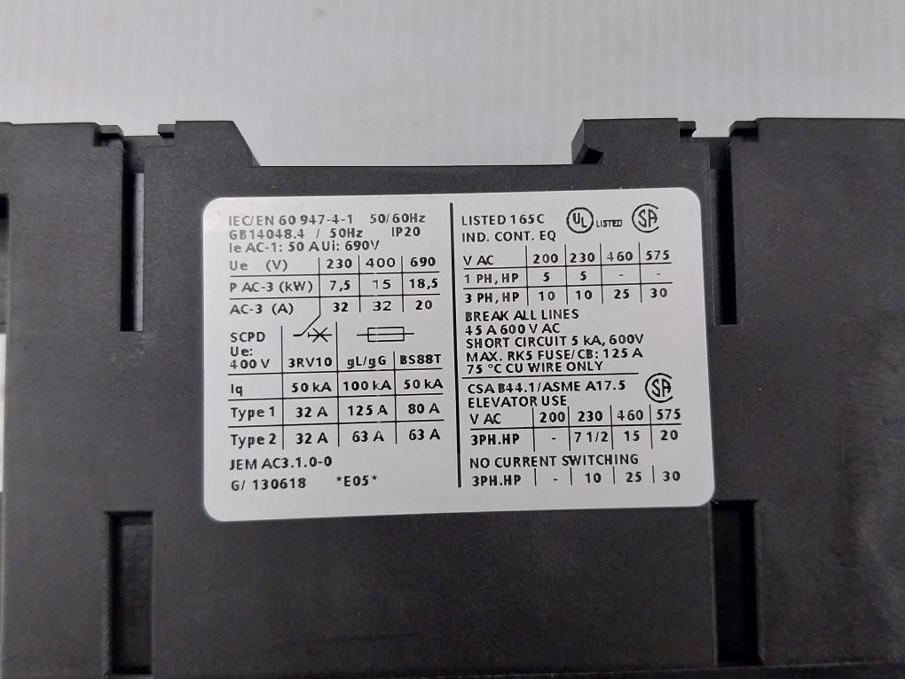 Power-Contactor-24Vdc-32A-50-60Hz-Siemens-3Rt1034-1Bb40-209682-9