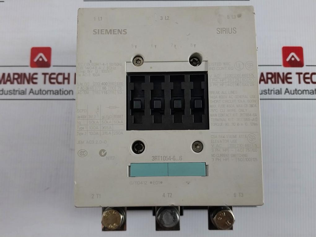 Power Contactor 3Rt1054-6La06 Siemens 110-127V 50-60Hz