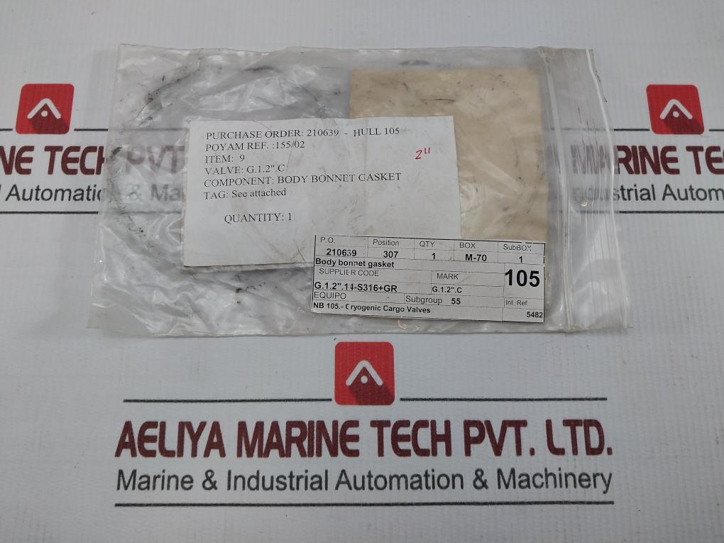 Poyam Body Bonnet Gasket For Cryogenic Cargo Valve Vvg-0008.351