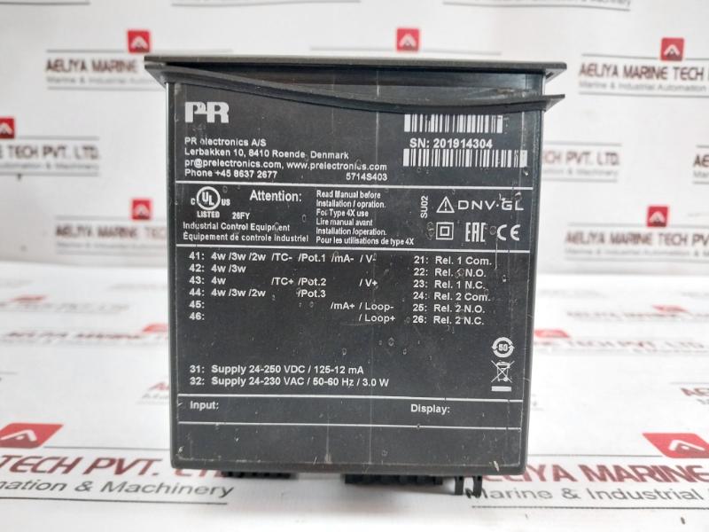 Pr Electronics 5714B Type 4X Programmable Led Indicator 5714S403 24-250Vdc