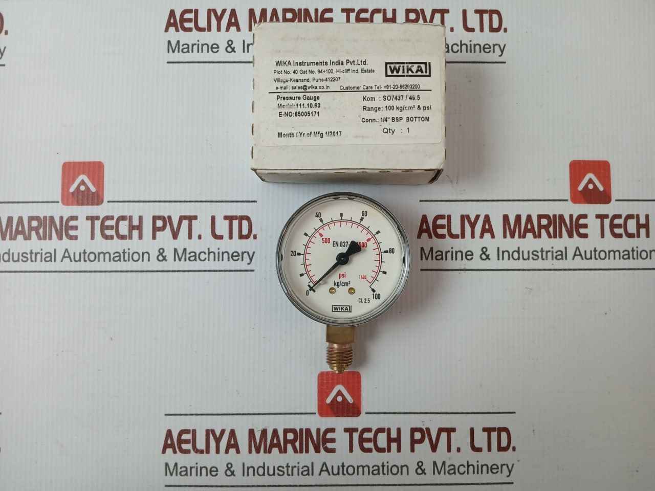 Pressure Gauge 100 Kg/Cm2 & 1400 Psi Wika 111.10.63