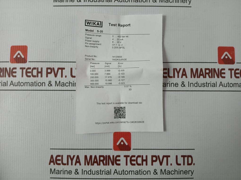 Pressure Sensor Transmitter Power Supply S-20 Wika 8-35V Max. 25Ma