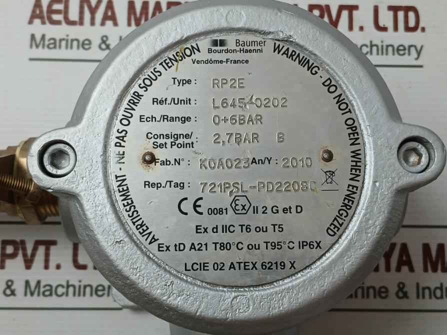 Pressure Switch 0+6Bar Baumer Part No: Rp2E