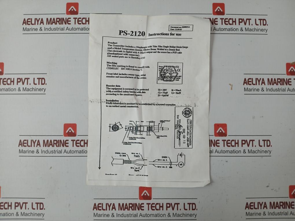 Pressure Transmitter Ps-2120 Scan-sense 0-450 Bar Output - 4-20 Ma