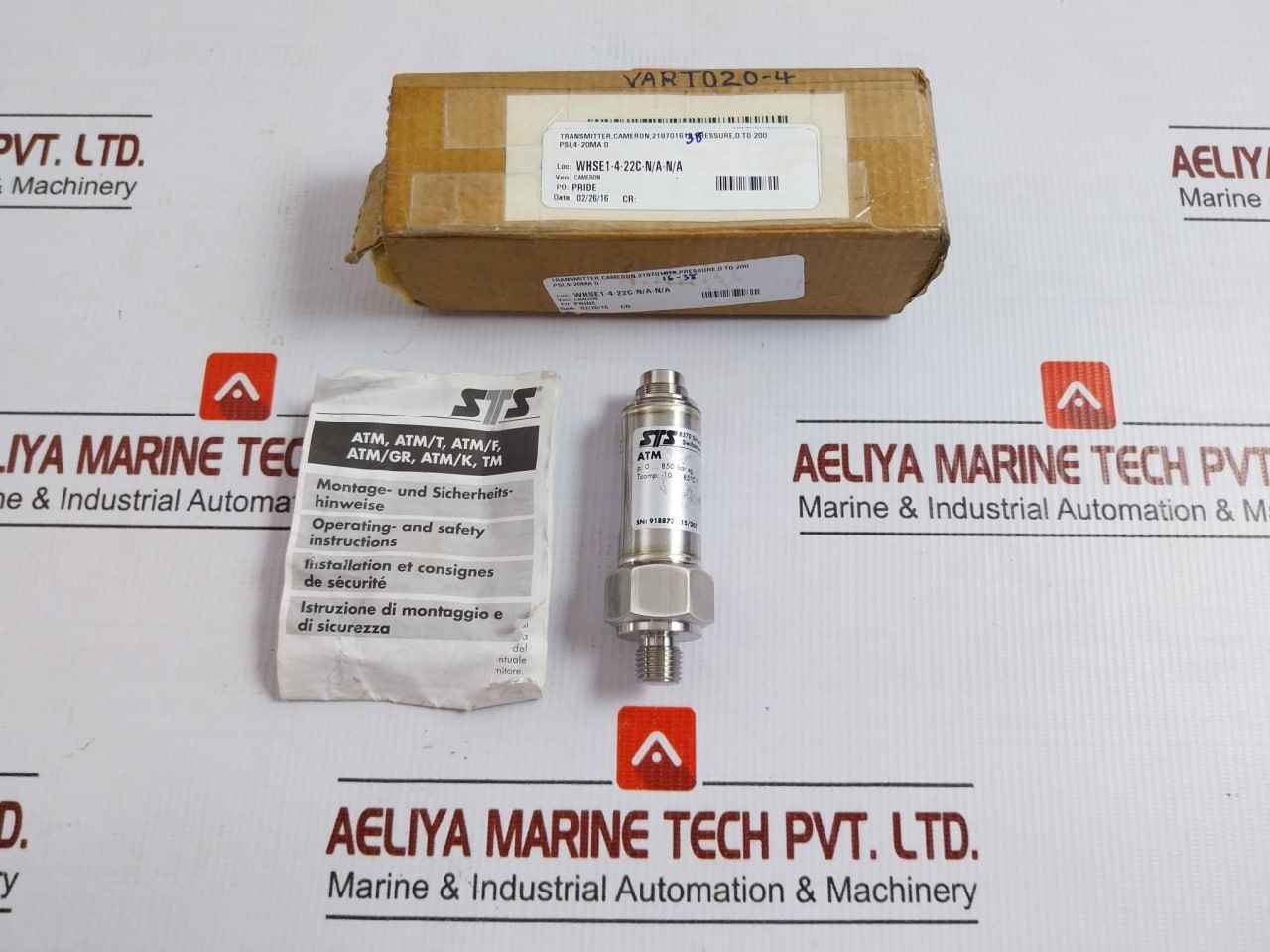 Pressure Transmitter Vart020-4 Sts 0 To 200 Psi