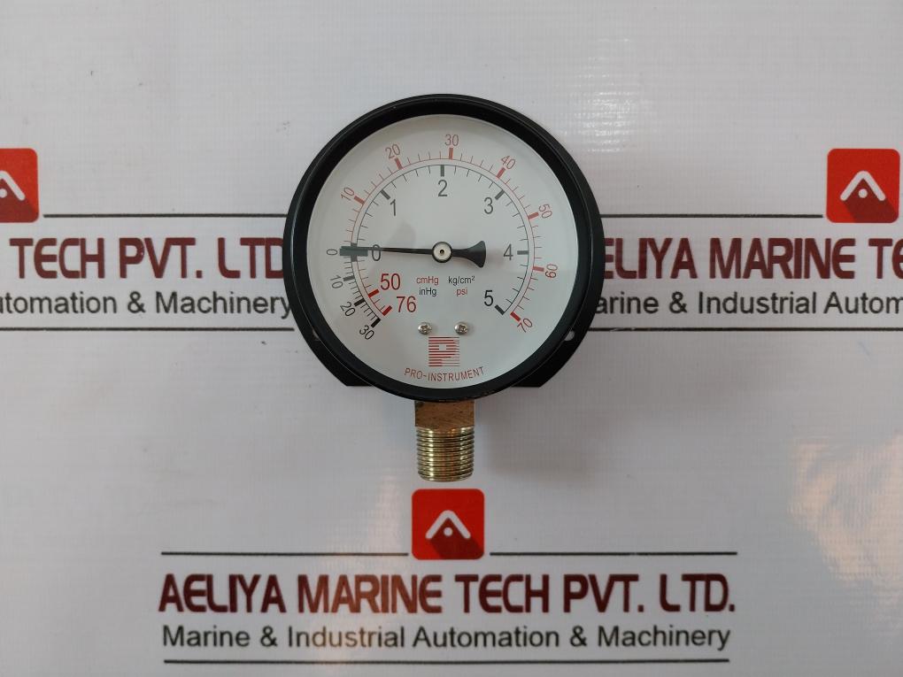 Pro-instrument P100 P-b 3" Pressure Temperature Gauge 3/8"Pt -76 Cmhg, 0-70 Psi