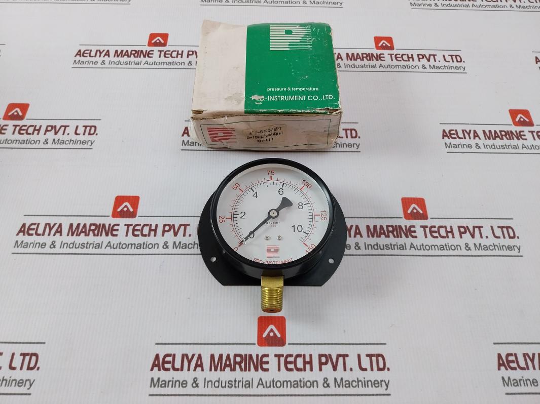 Pro-instrument 4"P-bx3/8Pt Pressure Gauge 0-10Kg/Cm2&Psi