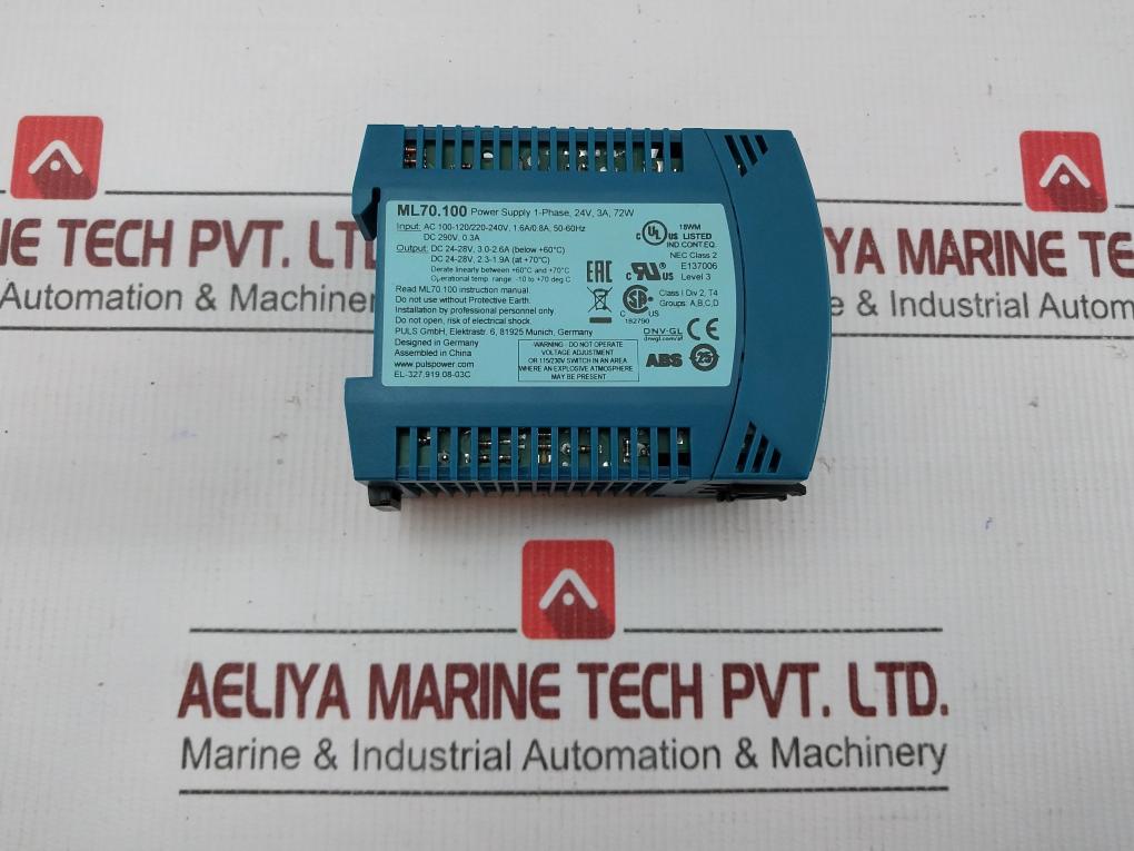 Ml70.100 Din Rail Power Supply Puls 24Vdc 3A 72W