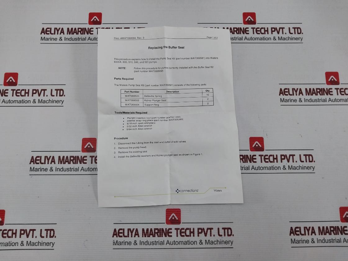 Pump Seal Kit W/ Springs Wat069502 Waters Wat069581