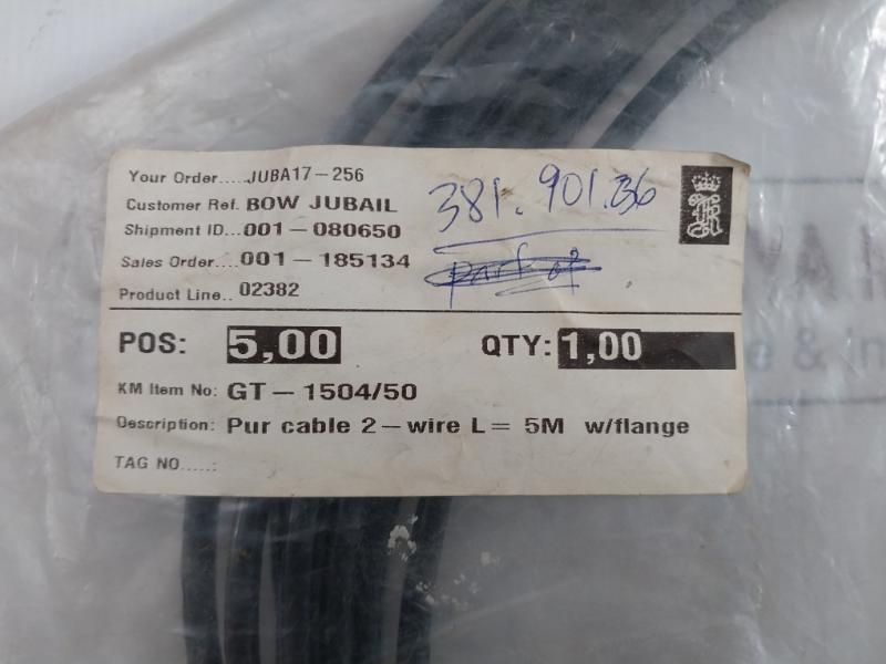Pur Cable 2-wire L=5M W/Flange Kongsberg Gt-1504/50