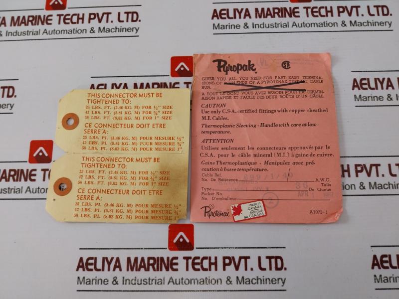 Pyrotenax Natvar-105 Termination For Class 1, Div.1
