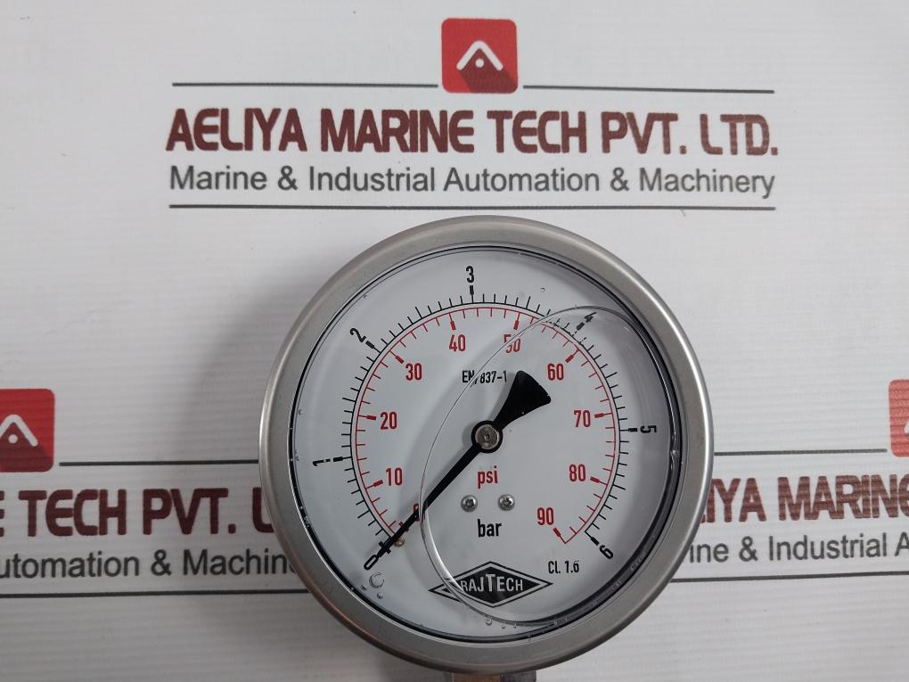 Rajtech En 837-1 Glycerine Pressure Gauge 0-90 Psi/0-6 Bar