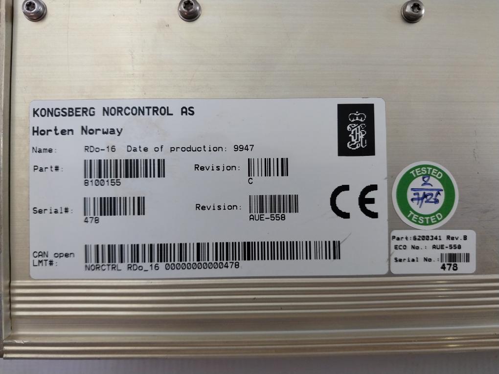 Rdo-16 Kongsberg Revision.C Remote Digital Output Module 6200341