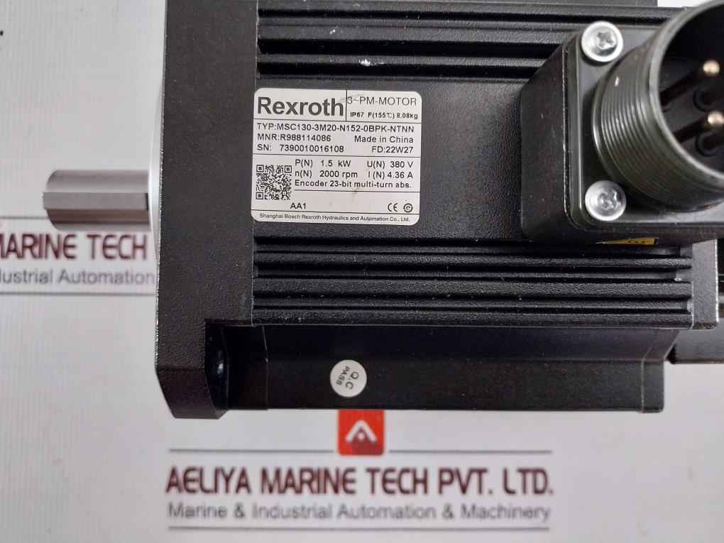Rexroth Msc130-3M20-n152-0Bpk-ntnn 3-ph Ac Servo Motor 2000 Rpm 1.5 Kw 4.36 A
