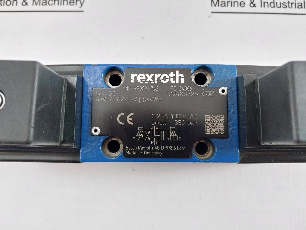 Rexroth R900911762 Directional Spool Valve W/ Coil R900020175 350 Bar 120V/60Hz
