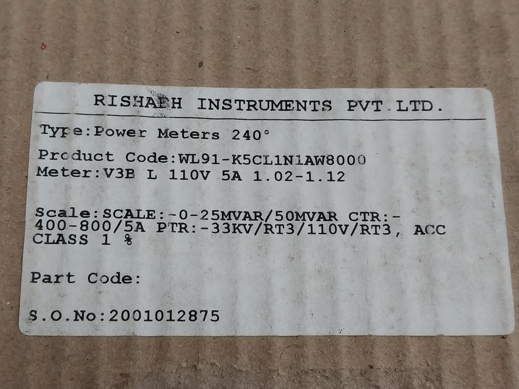 Power Meter Wl91-k5Cl1N1Aw8000 Rishabh Instruments