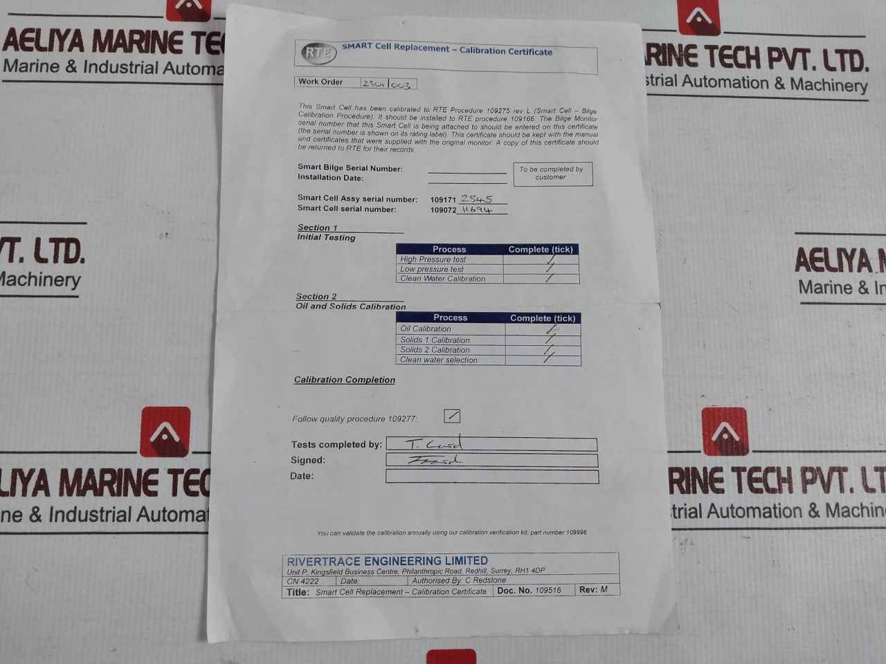 Rivertrace Smart-cell Replacement Smart Cell-bilge Oil Alarm Rev M 109166