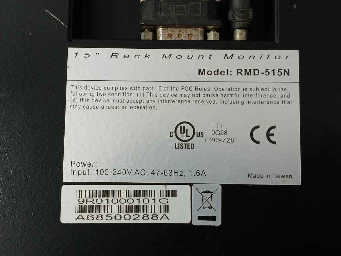 Rose Electronics Rmd-515N 15" Rack Mount Monitor 100-240V Ac 47-63 Hz 1.6A Used