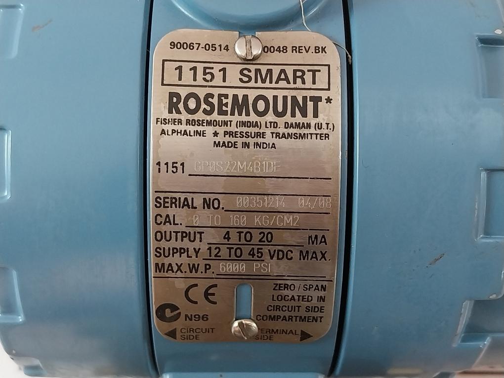 ROSEMOUNT 1151 SMART Pressure Transmitter 01151-0948-0002 112-02