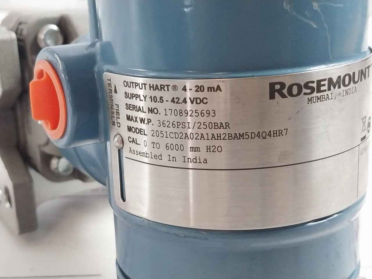 Rosemount 2051Cd2A02A1Ah2Bam5D4Q4Hr7 Pressure Transmitter 3626Psi/250Bar 4-20Ma